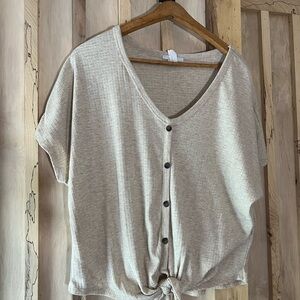 Casual Beige Button-Down Juniors Top